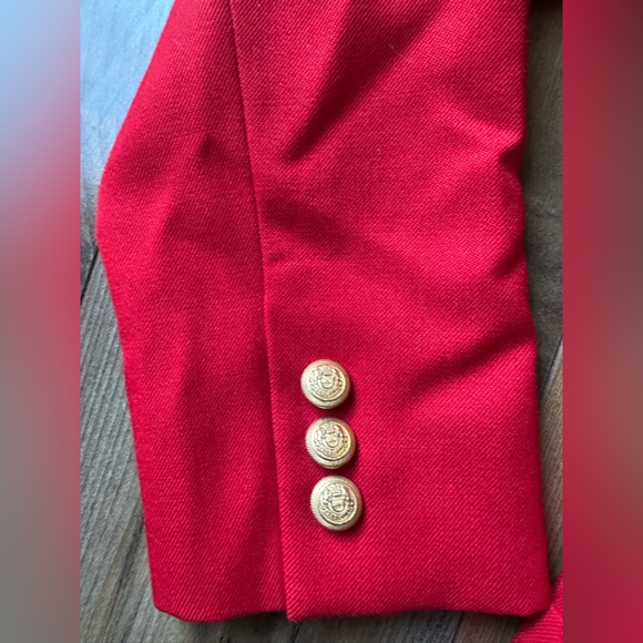 Vintage Pendleton Red Double Breasted Wool Blazer Gold Buttons Sz 4 - Picture 4 of 7